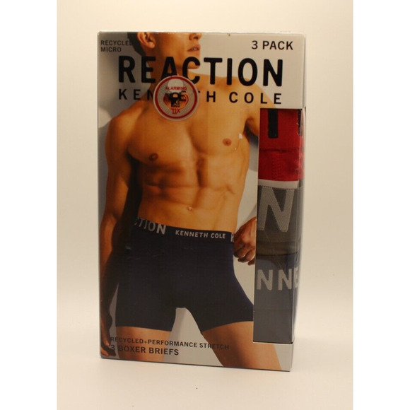 Kenneth Cole Reaction Micro Stretch Boxer Brief Men's Medium 3 Pack Red Black - Picture 1 of 5